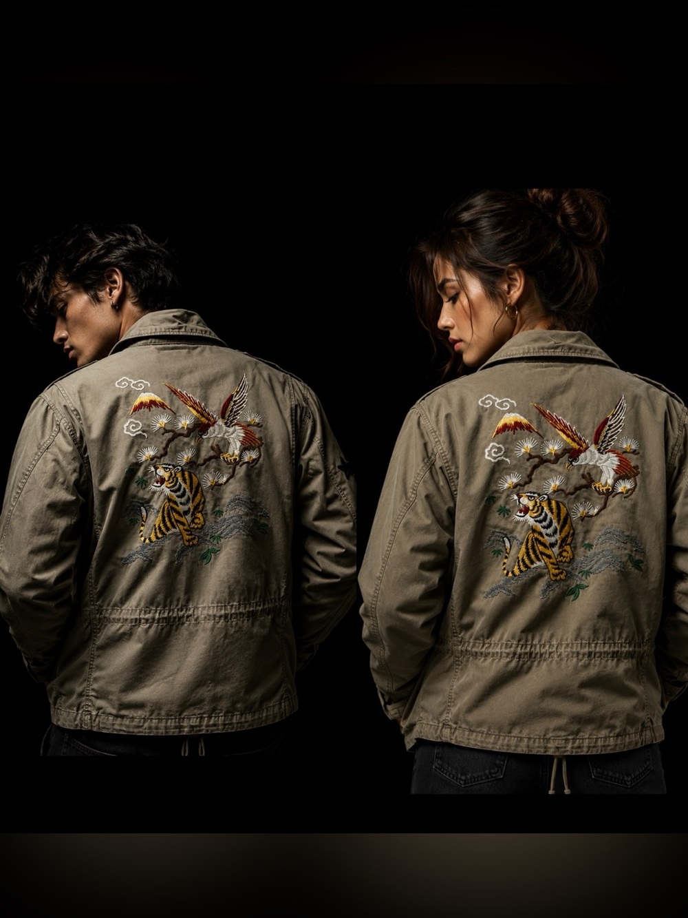 Vintage Ralph Lauren Military Field Jacket Embroidered Tiger & Eagle Size M